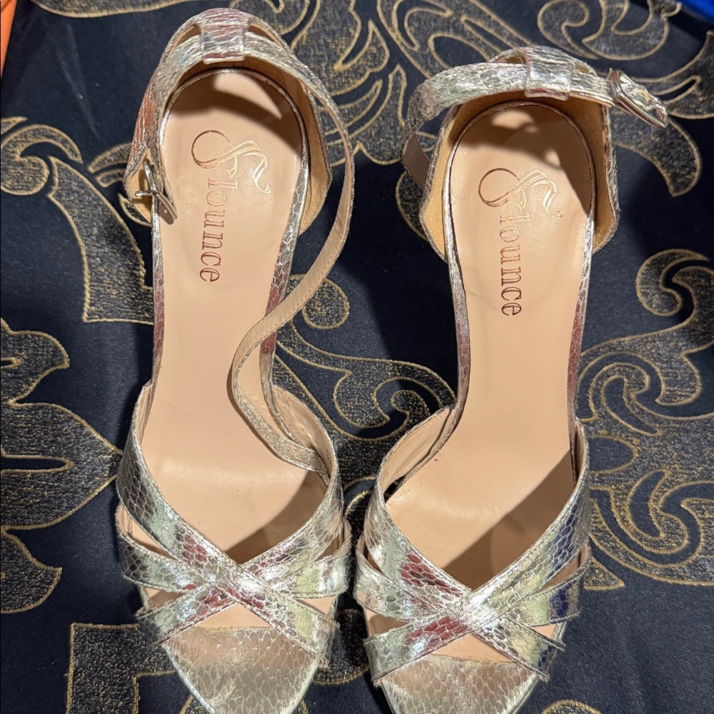 Shimmering Silver Bounce Women's Heels